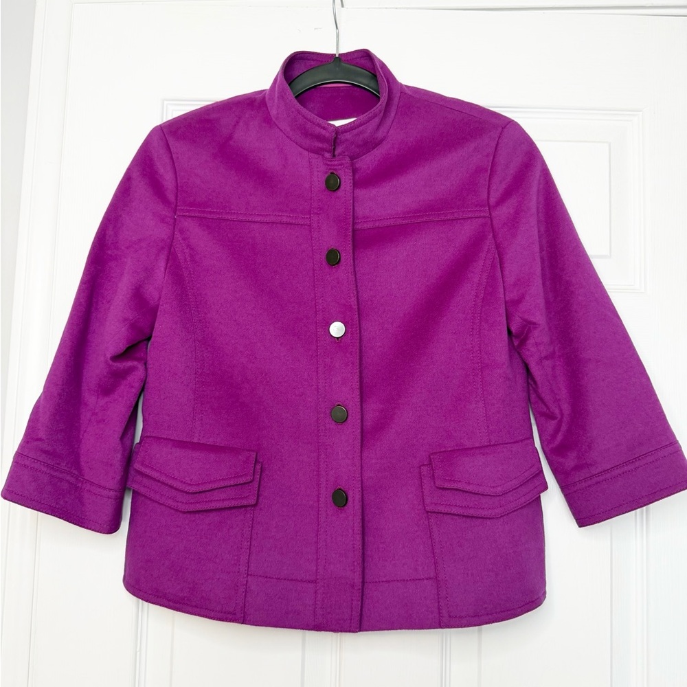 Akris Punto Size US 6 • Pink Wool Angora Blazer Jacket Professional Designer.